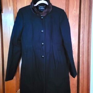 Express wool jacket w fur collar small